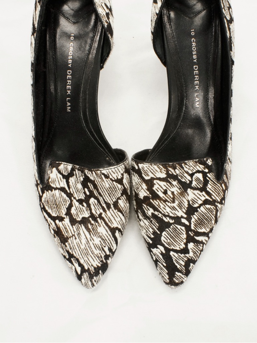 10 Derek Crosby Lam Abstract Animal Print Calf Pony Hair D’Orsay Pump Heels - Picture 4 of 8